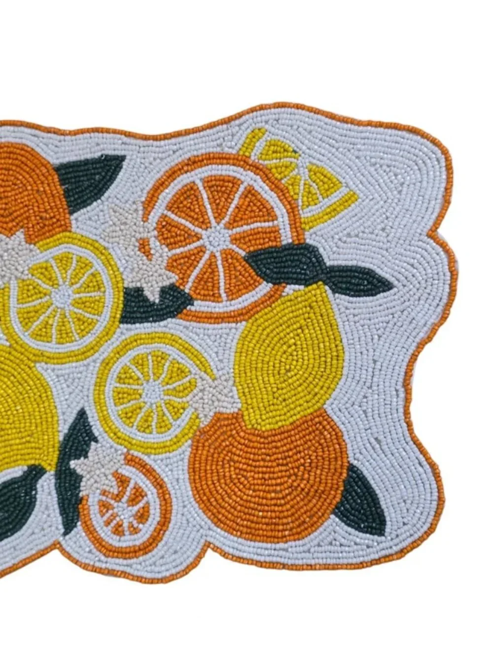 Handmade Orange & Lemon Citrus Kitchen Hand Beaded Table Runner NEW